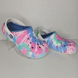 Crocs Classic Lined Clogs Pastel Tie-Dye Print M4/W6 Multicolor Fleece‎ Lining